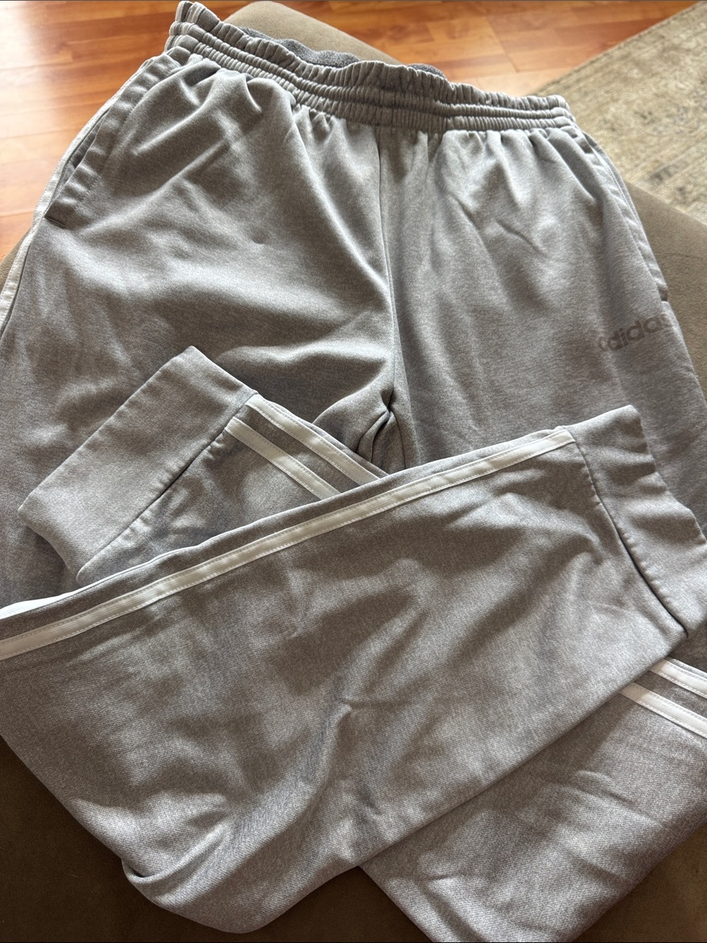 adidas Men's Light Gray Track Joggers with Signature Side Stripes
